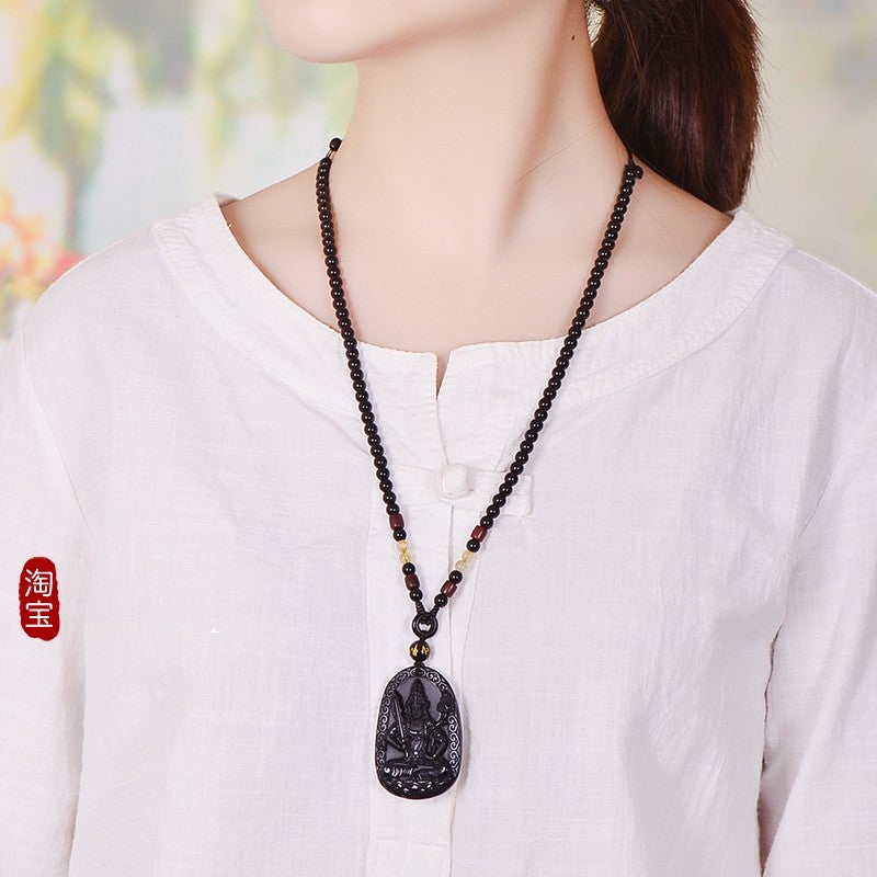 Natural Obsidian 12 Zodiac Animal Buddha Pendant Patron Saint Men And Women Gift Jewelry Zodiac Necklace Same Style For Men And Women - Image 5